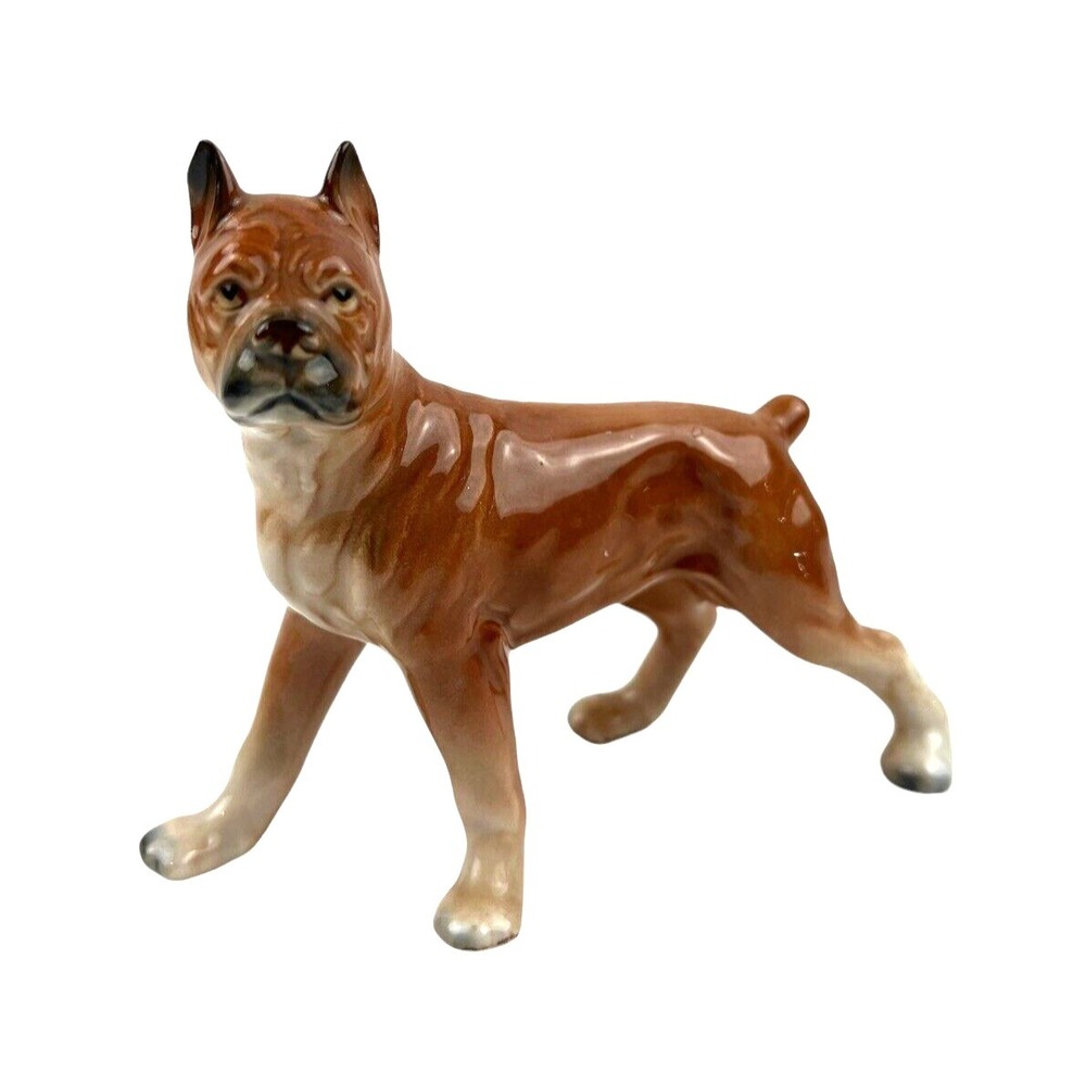 Vintage‎ Ceramic Champion Boxer Female Dog Brown Standing No Markings EUC